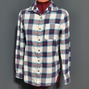 Aeropostale Boyfriend Fit Plaid Shirt in Blue, White, Purple Flannel Size XS